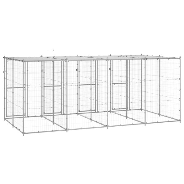 vidaXL Outdoor Dog Kennel Galvanised Steel with Roof 9.68 m&sup2;