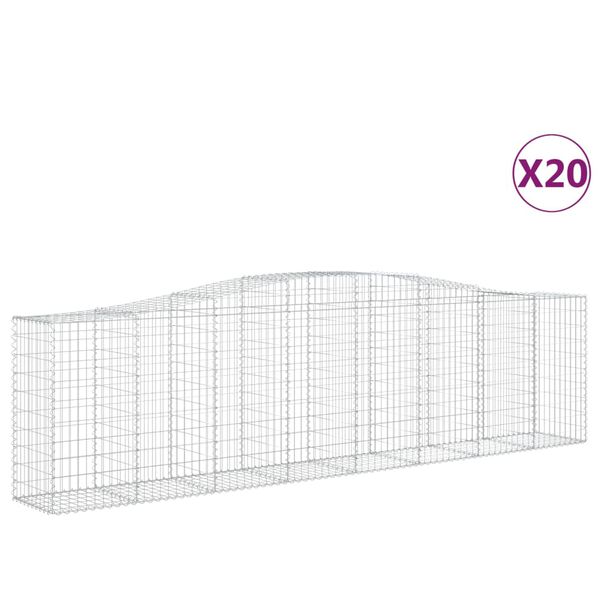 vidaXL Arched Gabion Baskets 20 pcs 400x50x100/120 cm Galvanised Iron