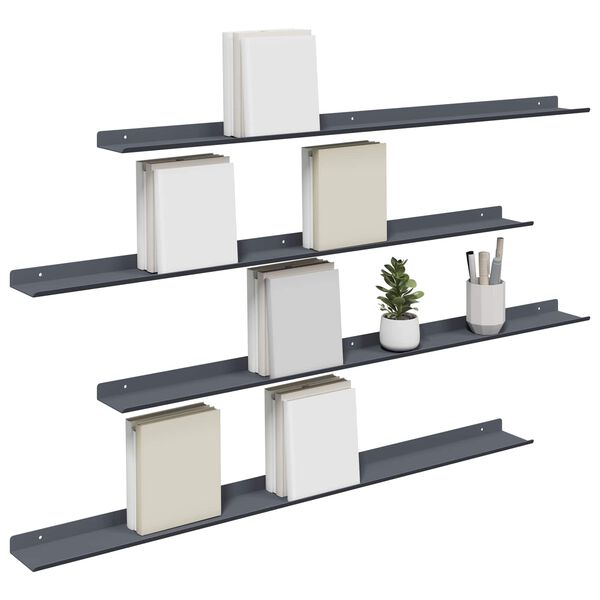 vidaXL Floating Shelf 4 pcs Anthracite 100 x 9 x 2.5 cm Steel