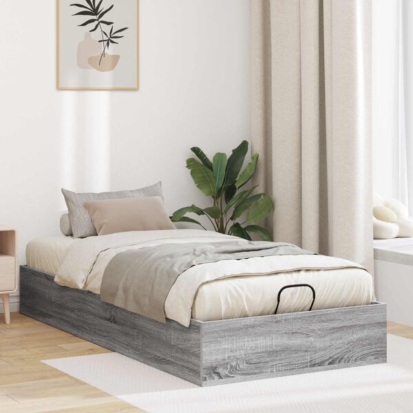 vidaXL Ottoman Bed Frame Grey Sonoma 203 x 90 x 25 cm Chipboard