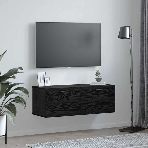 vidaXL Wall-Mounted Cabinet Wall-mounted Black Oak 100 x 36.5 x 35 cm
