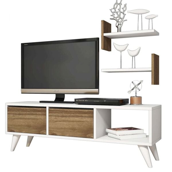 Homemania TV Stand Foxy 120x30x40 cm White and Walnut