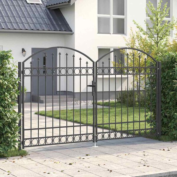 vidaXL Fence gate with Lock Grey 300 x 175 cm Steel