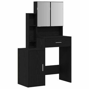 vidaXL Dressing Table Black Oak 80 x 35 x 132 cm Engineered Wood