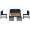 vidaXL Garden Sofa Set 6 pcs Grey and navy blue Poly Rattan