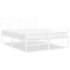 vidaXL Metal Bed Frame without Mattress with Footboard White 140x190cm