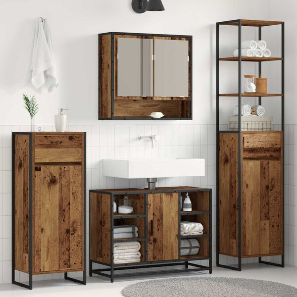 vidaXL Bathroom Cabinet Old Wood 40 x 30 x 180 cm Engineered Wood