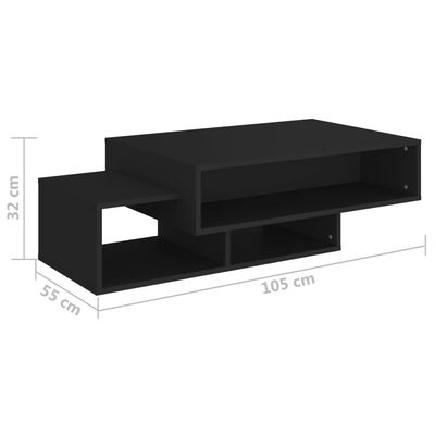 vidaXL Coffee Table Black 105x55x32 cm Engineered Wood