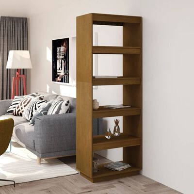 vidaXL Book Cabinet/Room Divider Honey Brown 60x35x167 cm Solid Pinewood