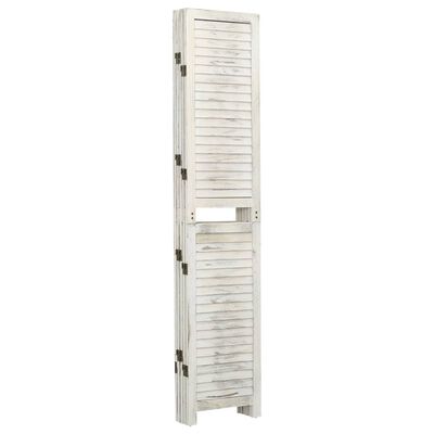 vidaXL 5-Panel Room Divider Antique White 178.5x166 cm Solid Wood