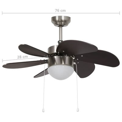 vidaXL Ceiling Fan with Light 76 cm Dark Brown