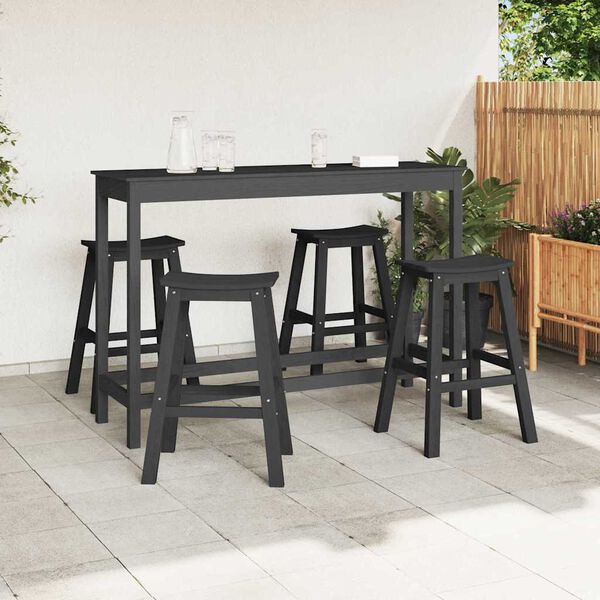 vidaXL Garden Bar Set 4 pcs Black HDPE
