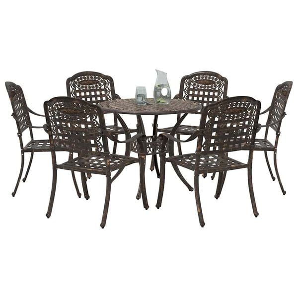 vidaXL Garden Dining Set 7 pcs Bronze Aluminium