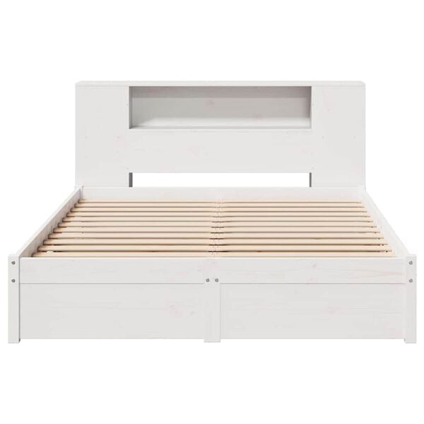 vidaXL Bookcase Bed without Mattress White 140x190cm Solid Wood Pine