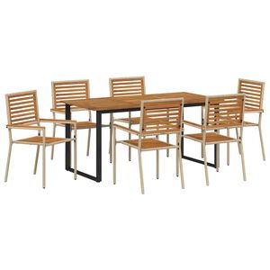 vidaXL Garden Dining Set 7 pcs Beige Solid Acacia Wood