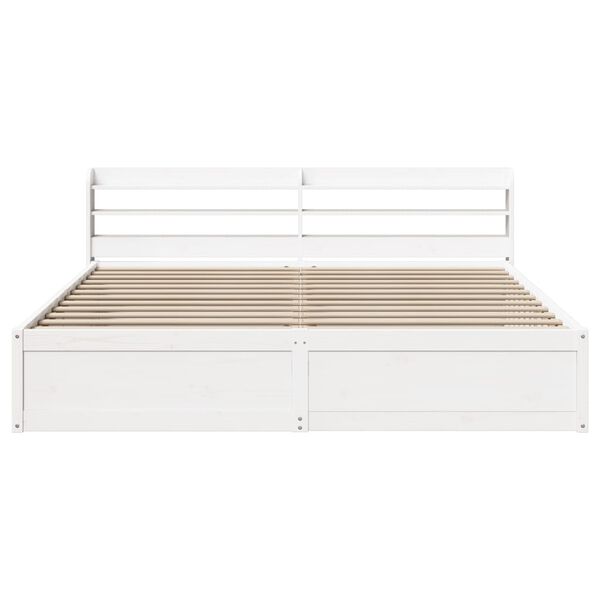 vidaXL Bed Frame with Headboard White 180x200 cm Super King Solid Wood Pine