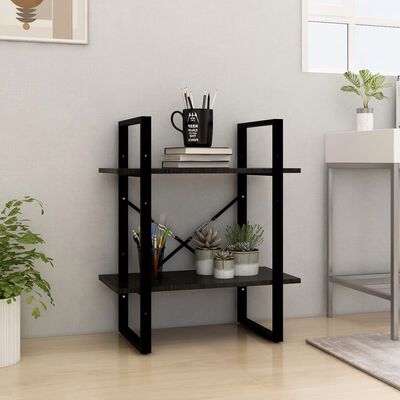 vidaXL 2-Tier Book Cabinet Black 60x30x70 cm Solid Pine Wood