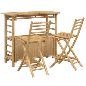 vidaXL Outdoor Bar Table and Stools 3 pcs 2-Seaters Natural Bamboo