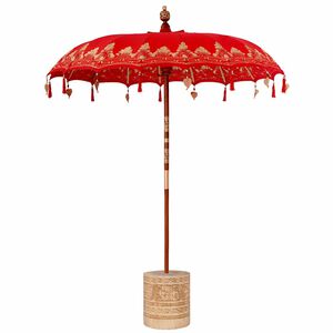 vidaXL Balinese Parasol Red 180-190 cm Cotton and solid wood