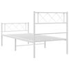 vidaXL Metal Bed Frame without Mattress with Footboard White 90x200cm