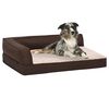 vidaXL Ergonomic Dog Bed Mattress 75x53 cm Linen Look Fleece Brown