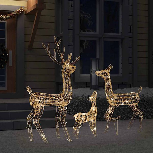 vidaXL Acrylic Reindeer Family Christmas Decoration 300 LED Warm White