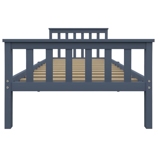 vidaXL Bed Frame without Mattress Grey Solid Pinewood 100x200 cm