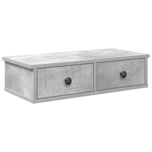 vidaXL Wall Shelf with Drawers Concrete Grey 60x28x15 cm