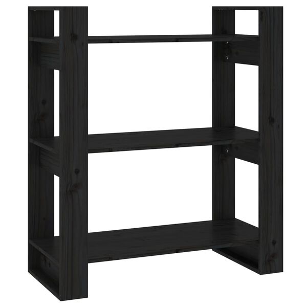vidaXL Book Cabinet/Room Divider Black 80x35x91 cm Solid Wood Pine