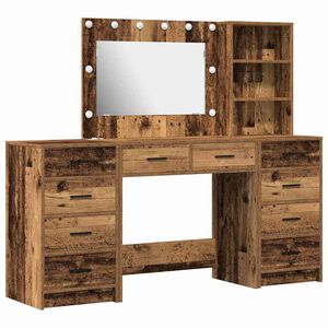 vidaXL Dressing Table 3 pcs Old Wood 78.5 x 41 x 135 cm