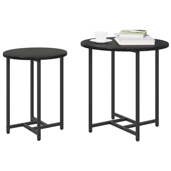 vidaXL Side Table Set 2 pcs Black oak 50 x 50 x 50 cm