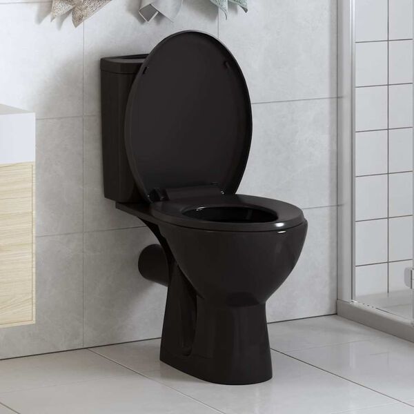 vidaXL Soft-close Toilet Seat with Quick-release Design Black