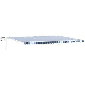 vidaXL Retractable Awning Manual Blue and White 600 x 300 cm