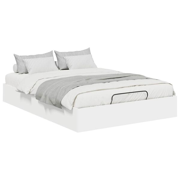vidaXL Ottoman Bed Frame White 203 x 140 x 25 cm Engineered Wood