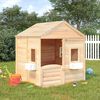 vidaXL Playhouse with Lockable Door and Flower Pots Solid Wood Fir