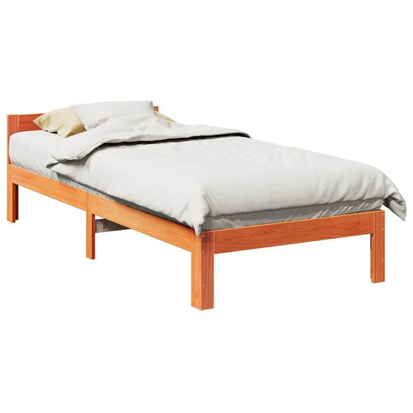 vidaXL Bed Frame without Mattress Wax Brown 90x200 cm Solid Wood Pine