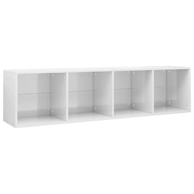 vidaXL Book Cabinet/TV Cabinet High Gloss White 36x30x143 cm Engineered Wood