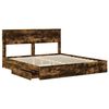 vidaXL Storage Bed with Drawer Smoked Oak 180 x 200 cm Engineered Wood