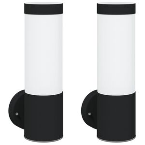 vidaXL Outdoor Wall Lights 2 pcs Black 12 x 7.5 x 27 cm
