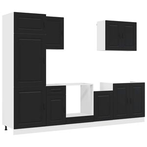 vidaXL 7 Piece Kitchen Cabinet Set "Kalmar" Black Engineered Wood
