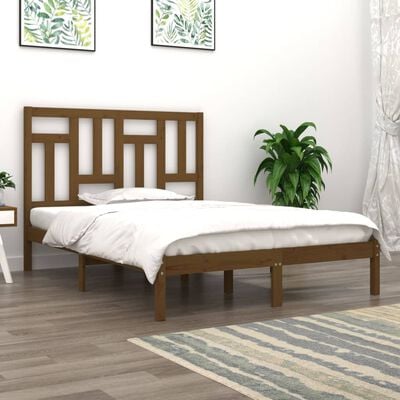 vidaXL Bed Frame Honey Brown Solid Wood Pine 200x200 cm