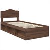 vidaXL Bed Frame with Headboard Brown Oak 100 x 200 cm Solid Pine Wood