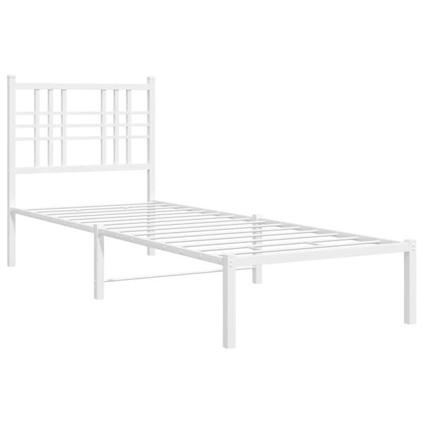 vidaXL Metal Bed Frame without Mattress with Headboard White 80x200cm