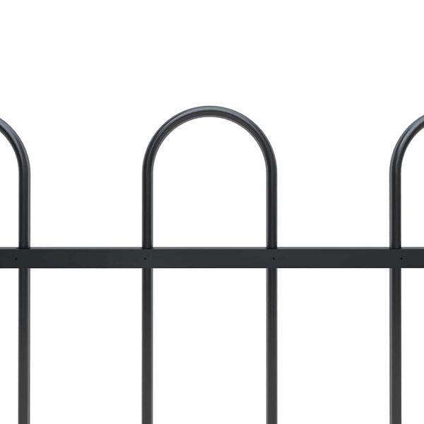 vidaXL Garden Fence with Hoop Top Steel 537x80 cm Black