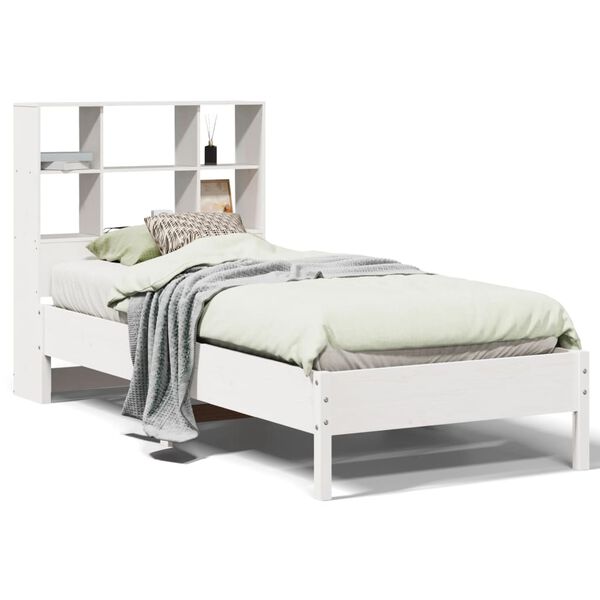 vidaXL Bookcase Bed without Mattress White 90x190 cm Single Solid Wood Pine