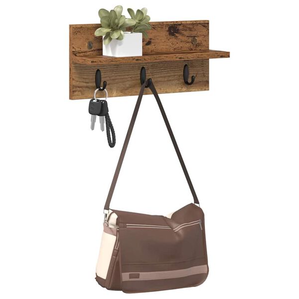 vidaXL Wall-Mounted Coat Rack Wall-mounted Old Wood 40 x 10.5 x 18 cm