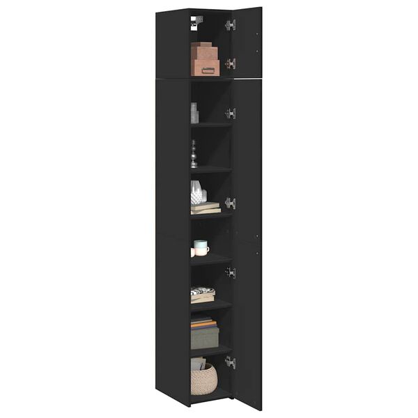 vidaXL Slim Storage Cabinet Black 30x42.5x225 cm Engineered Wood