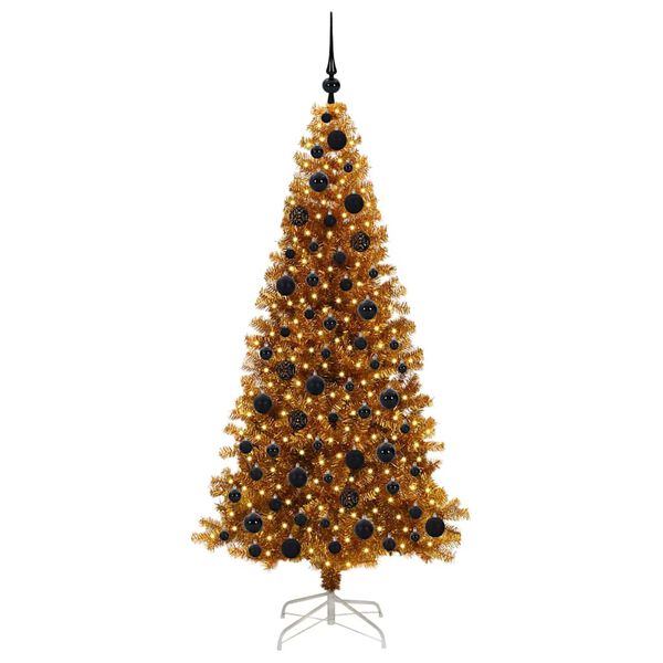vidaXL Christmas Tree with 300 LEDs with Stand Gold 180 cm PET
