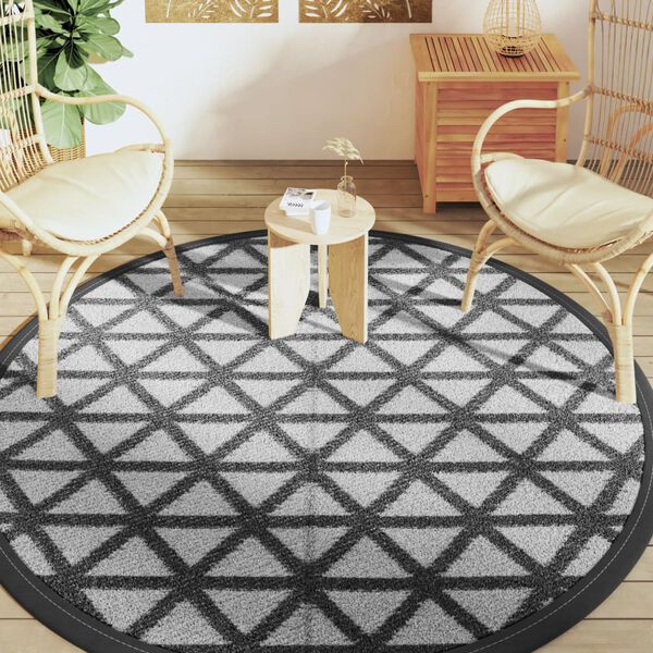 vidaXL Outdoor Carpet ARAKIL Black Ø200 cm PP