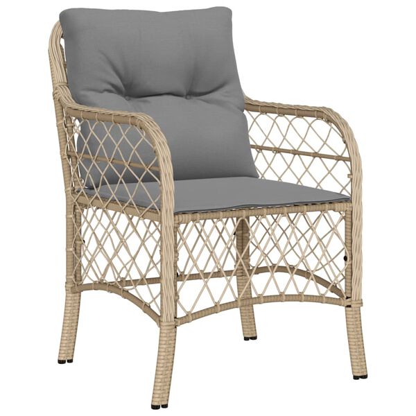 vidaXL Garden Chairs with Cushions 2 pcs Mix Beige Poly Rattan